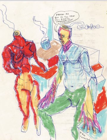 Daniel Johnston, Pardon Me…, 1970s – 80s. Marker and ball point pen on paper⁠. 8.5 x 11 in. Courtesy of Ro2 Art.
